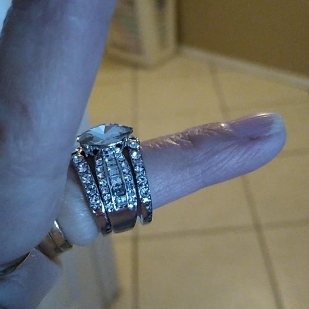 NWT STERLING SILVER 3 RING WEDDING SET - Picture 2 of 4